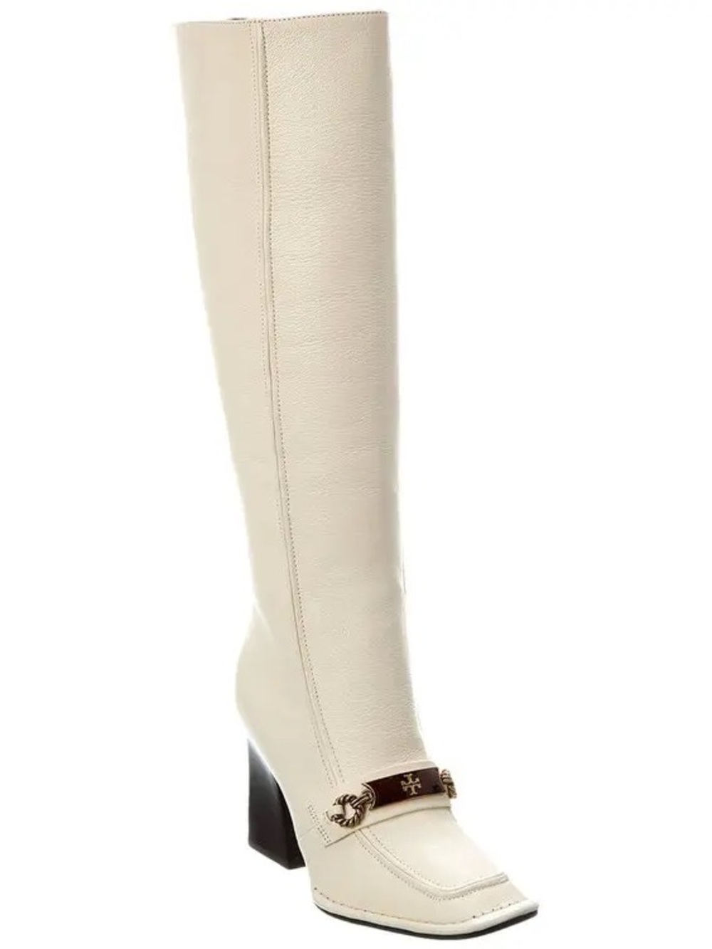 Tory Burch Cream Leather PERRINE TALL HEEL BOOT 90MM FELLINI - MILLED size 7